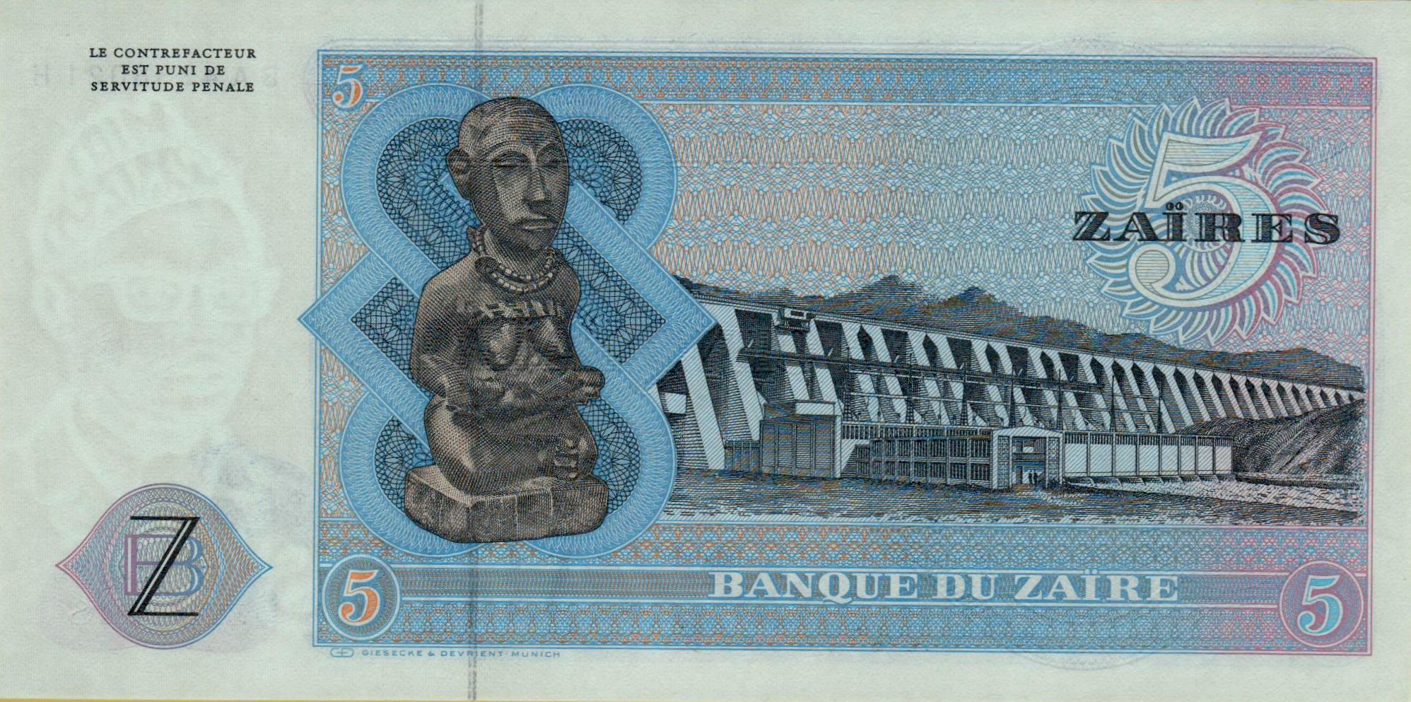 Zaire 5 1980 UNC P-22/b